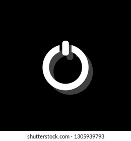 Power. White flat simple icon with shadow