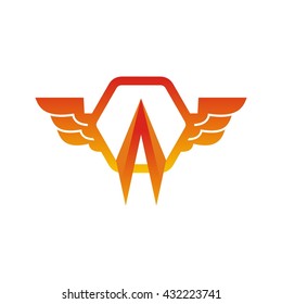 Power wing, Automotive logo, Energy symbol for vector logo template
