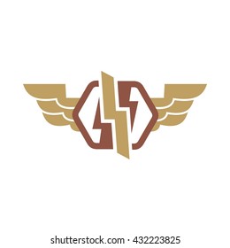 Power wing, Automotive logo, Energy symbol for vector logo template