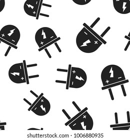 Power wire cable seamless pattern background. Business flat vector illustration. Plug cable sign symbol pattern.