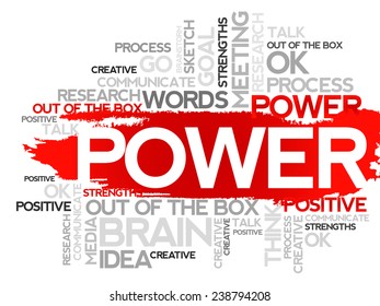 POWER. Word business collage, vector background