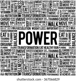 POWER word cloud background, health concept