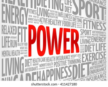 POWER word cloud background, health concept