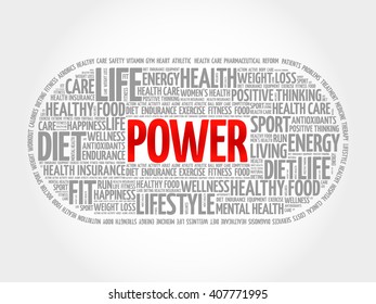 POWER word cloud, fitness, health concept