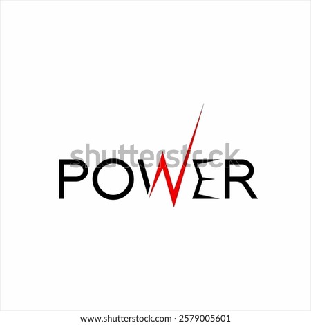 Power word logo design with lightning symbol on letter W.