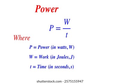 power work time related equation physics formulas school educational projects illustration infographics 