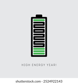 Power Up Your 2025! Energize Your New Year with This Bold Battery Icon. Perfect for Motivational Posts, Tech Blogs, Productivity Apps, or Energy-Focused Campaigns. Charged for Success.