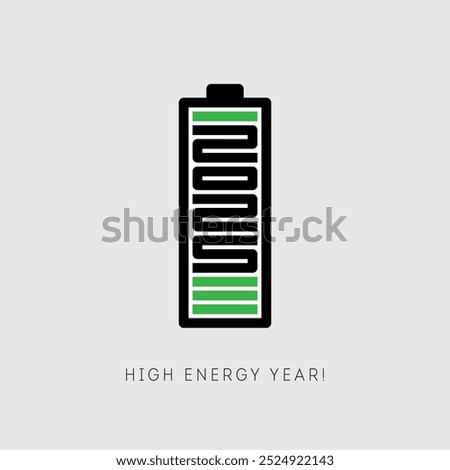 Power Up Your 2025! Energize Your New Year with This Bold Battery Icon. Perfect for Motivational Posts, Tech Blogs, Productivity Apps, or Energy-Focused Campaigns. Charged for Success.