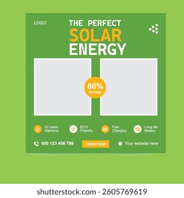 Power your world Facebook and Instagram Posts For Travel Agency  with clean, green solar energy Sustainable, eco-friendly, and renewable. Green Energy, Go Solar Clean Power.
