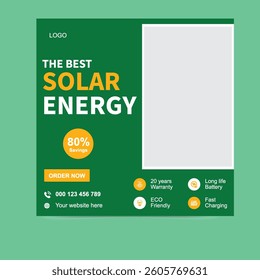 Power your world Facebook and Instagram Posts For Travel Agency  with clean, green solar energy Sustainable, eco-friendly, and renewable. Green Energy, Go Solar Clean Power.