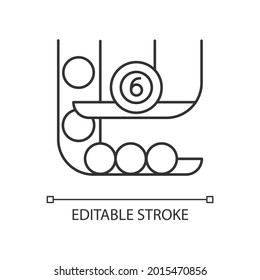 Powerball linear icon. Randomly picking winning numbers. Game with million-dollar jackpot chance. Thin line customizable illustration. Contour symbol. Vector isolated outline drawing. Editable stroke