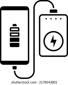 Powerbank charges smartphone icon. Flat design, vector illustration.