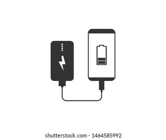 Powerbank Charges Smartphone icon. Vector illustration, flat design.