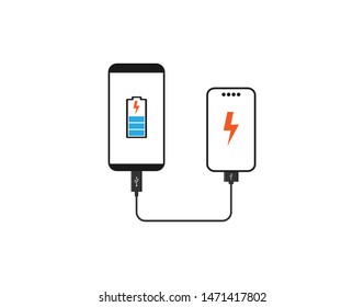 Powerbank Charges Smartphone icon. Vector illustration, flat design.