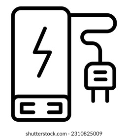 Powerbank plug icon outline vector. Power charger. Usb energy
