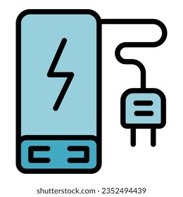 Powerbank plug icon outline vector. Power charger. Usb energy color flat