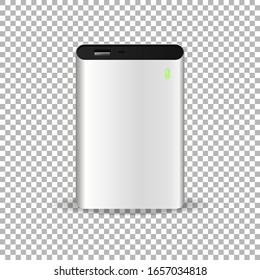 Cargador de gadget aislado de vector plano y realista Powerbank, ilustración de carga de batería de banco de energía