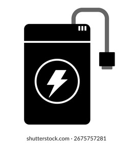Powerbank simple solid color icon clip art for business or services. Charging mobile device or power bank graphic resources for digital or printable purpose EPS file vector illustration