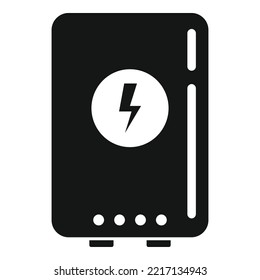 Vector simple del icono de carga inalámbrica Powerbank. Banco de energía. Batería móvil