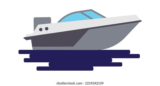 Powerboat Water Transportation flat illustration