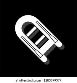Powerboat. White flat simple icon with shadow