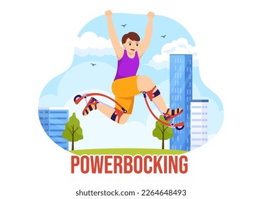 Powerbocking Sport Illustration with Jumping Boots for Web Banner or Landing Page in Extreme Sports Flat Cartoon Hand Drawn Templates