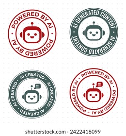 Impulsado por IA, red neuronal generada, creado contenido, colección de etiquetas, sellos, insignias, carteles, pegatinas
