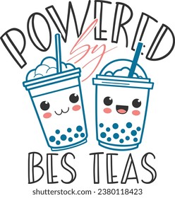 Powered By Bes Teas - Bubble Tea Illustration