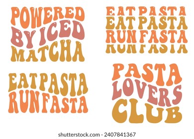 Powered by Iced Match an Eat Pasta Run Pasta, Pasta Lover's Club retro T-shirt designs