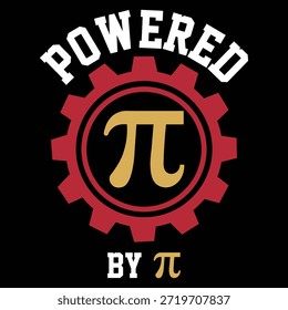 powered by pi symbol on gear logo design Vector illustration