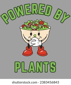alimentado por plantas camisetas veganas diseño verduras y frutas tazón comida vegetariana alimentos saludables para animales sin carne salvar vidas
