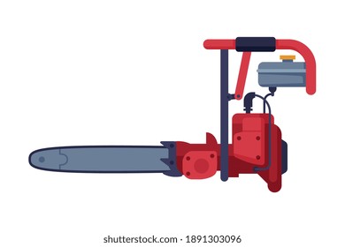 Powered Chain Saw with Tough Blade with Hard Toothed Edge Vector Illustration