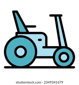 Powered electric wheelchair icon outline vector. Motor wheel. Scooter chair color flat
