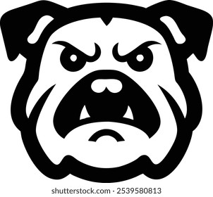 Powerful angry bulldog silhouette vector icon, ideal for sports teams, branding, and T-shirt design. A bold mascot logo that conveys strength and fierce identity. Perfect for digital and print use.