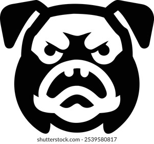 Powerful angry bulldog silhouette vector icon, ideal for sports teams, branding, and T-shirt design. A bold mascot logo that conveys strength and fierce identity. Perfect for digital and print use.