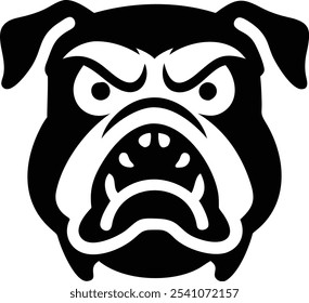 Powerful angry bulldog silhouette vector icon, ideal for sports teams, branding, and T-shirt design. A bold mascot logo that conveys strength and fierce identity. Perfect for digital and print use.