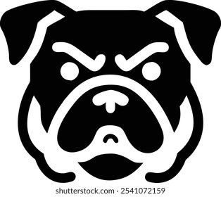 Powerful angry bulldog silhouette vector icon, ideal for sports teams, branding, and T-shirt design. A bold mascot logo that conveys strength and fierce identity. Perfect for digital and print use.