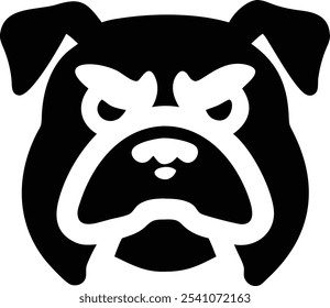 Powerful angry bulldog silhouette vector icon, ideal for sports teams, branding, and T-shirt design. A bold mascot logo that conveys strength and fierce identity. Perfect for digital and print use.