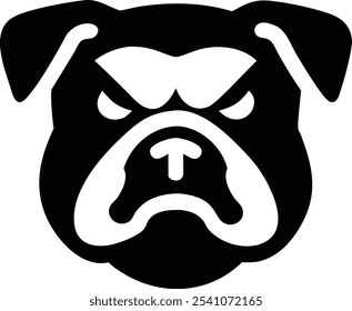 Powerful angry bulldog silhouette vector icon, ideal for sports teams, branding, and T-shirt design. A bold mascot logo that conveys strength and fierce identity. Perfect for digital and print use.