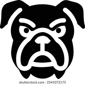 Poderoso ícone de vetor de silhueta buldogue irritado, ideal para equipes esportivas, marca e design de camiseta. Um logotipo arrojado de mascote que transmite força e identidade feroz. Perfeito para uso digital e de impressão.