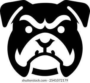 Powerful angry bulldog silhouette vector icon, ideal for sports teams, branding, and T-shirt design. A bold mascot logo that conveys strength and fierce identity. Perfect for digital and print use.