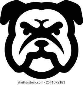 Powerful angry bulldog silhouette vector icon, ideal for sports teams, branding, and T-shirt design. A bold mascot logo that conveys strength and fierce identity. Perfect for digital and print use.