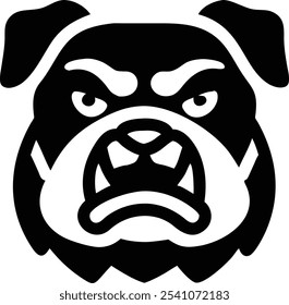 Powerful angry bulldog silhouette vector icon, ideal for sports teams, branding, and T-shirt design. A bold mascot logo that conveys strength and fierce identity. Perfect for digital and print use.