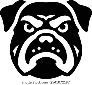 Powerful angry bulldog silhouette vector icon, ideal for sports teams, branding, and T-shirt design. A bold mascot logo that conveys strength and fierce identity. Perfect for digital and print use.