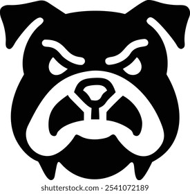 Powerful angry bulldog silhouette vector icon, ideal for sports teams, branding, and T-shirt design. A bold mascot logo that conveys strength and fierce identity. Perfect for digital and print use.