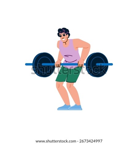 Powerful athlete performing deadlift exercise with heavy barbell, demonstrating strength and dedication to healthy lifestyle in gym workout