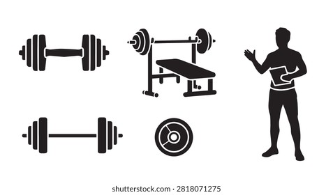Powerful athlete silhouette demonstrates workout moves and strength