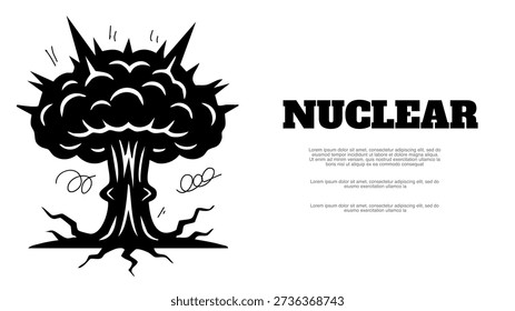 powerful atomic bomb illustration showing destruction and nuclear weapon social issue message