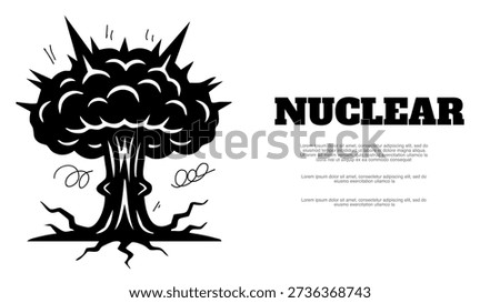 powerful atomic bomb illustration showing destruction and nuclear weapon social issue message