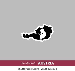 Poderosa ilustração de mapa Áustria simbolizando nascimento, raízes e identidade nacional. O conceito de pátria emocional combina geografia e origem humana.